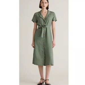 Quince Sage Midi Dress with Tie Waist